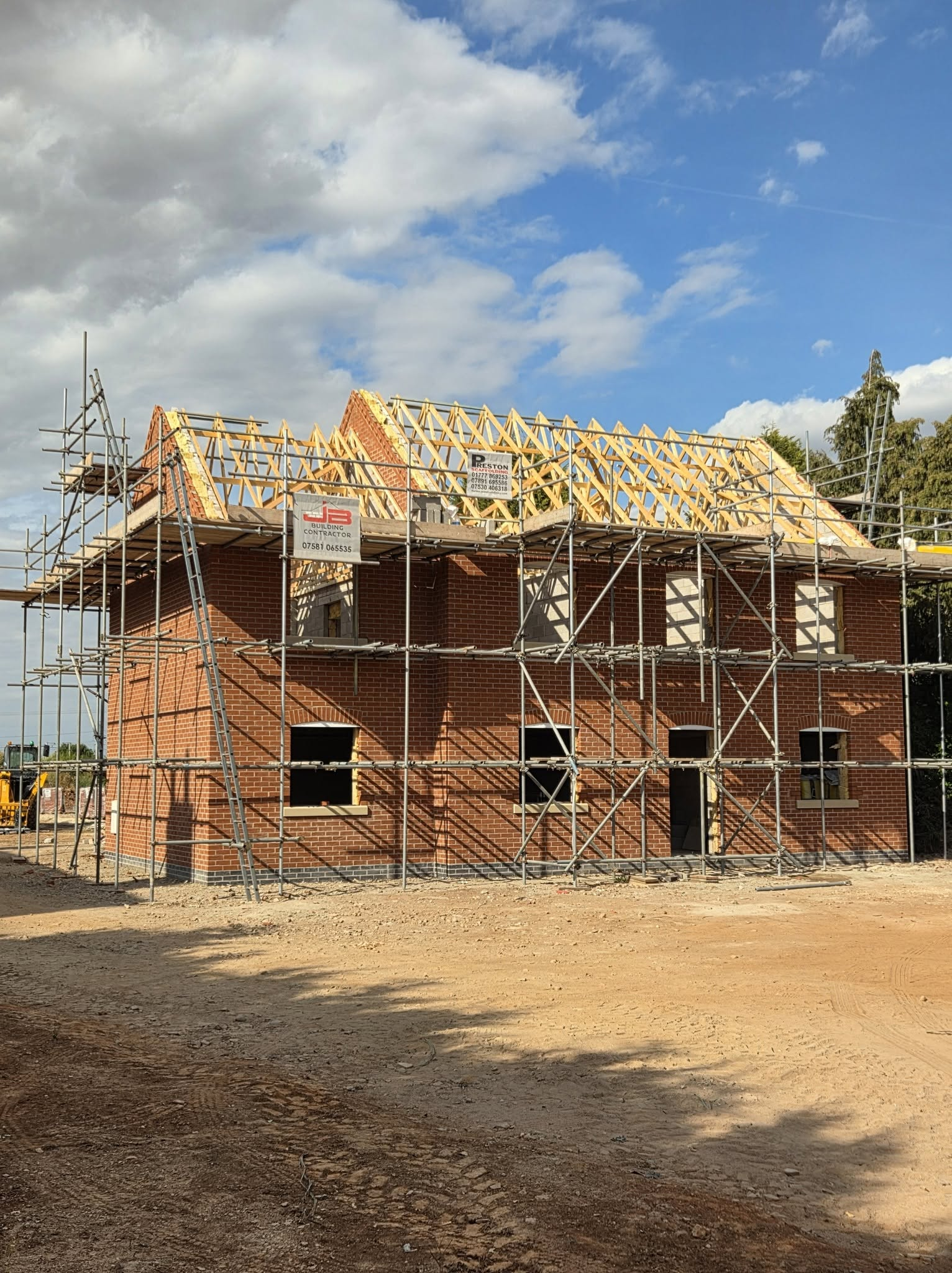 New build under scaffolding, Nottinghamshire